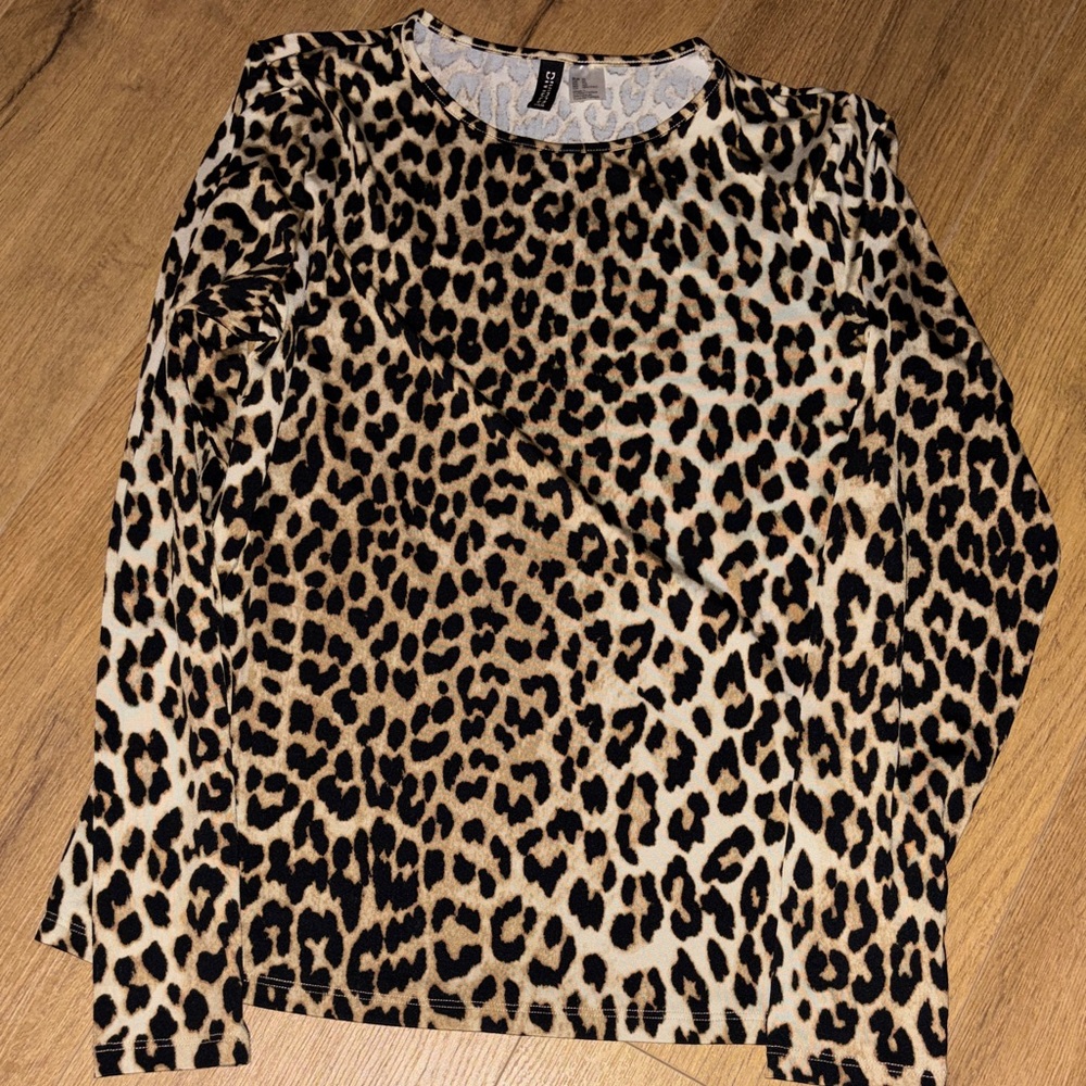 Divided Animal Print Long Sleeve Top
